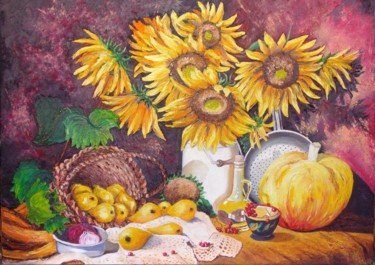 Картина под названием "Autumn Still Life" - Nina Mitkova, Подлинное произведение искусства, Масло