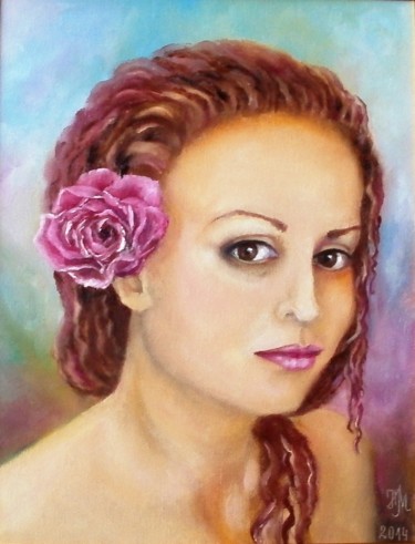 Pintura intitulada "Portrait of my daug…" por Nina Mitkova, Obras de arte originais, Óleo