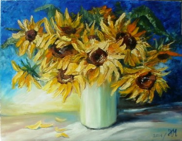 Painting titled "Sunflowers" by Nina Mitkova, Original Artwork, Oil