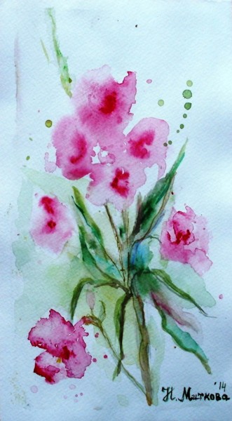 Painting titled "The flower of Eli" by Nina Mitkova, Original Artwork, Watercolor