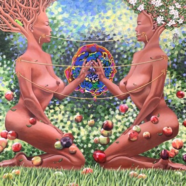 Картина под названием "«Подруги»" - Нина Пройдан, Подлинное произведение искусства, Акрил Установлен на Деревянная рама для…