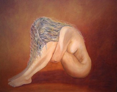 Pintura titulada "AGOBIADA" por Nina Reyes Guzmán, Obra de arte original