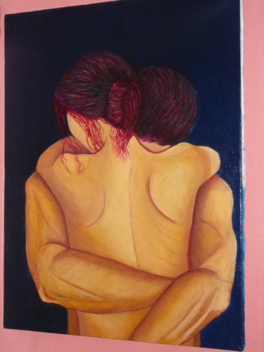 Pintura titulada "Abrazados." por Nina Reyes Guzmán, Obra de arte original, Oleo