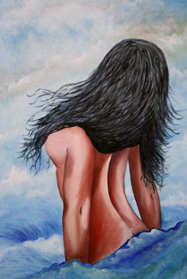 Pintura titulada "Entre Nubes." por Nina Reyes Guzmán, Obra de arte original, Oleo