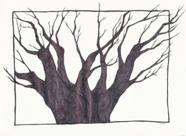 Drawing titled "Arbre" by Nina Seror, Original Artwork, Ballpoint pen