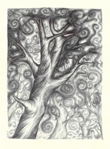 Disegno intitolato "forêt enfumée" da Nina Seror, Opera d'arte originale, Biro