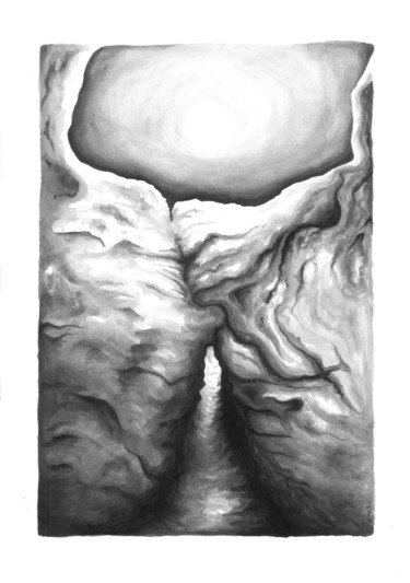 Dessin intitulée "Grotte" par Nina Seror, Œuvre d'art originale, Encre