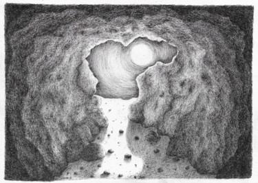 Dibujo titulada "Grotte et soleil" por Nina Seror, Obra de arte original, Rotulador