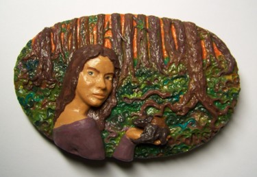 Sculpture titled "La petite chauve-so…" by Nina Seror, Original Artwork, Polymer clay