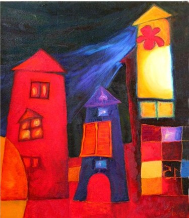 Pittura intitolato "sogno di una notte…" da Nina Trudu, Opera d'arte originale