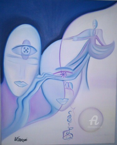 Painting titled "AQUARIUS" by Arqué, Original Artwork, Oil