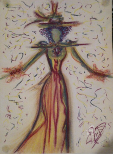 Drawing titled "IRÎS" by Arqué, Original Artwork, Pastel