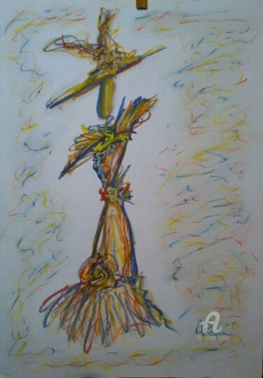Drawing titled "jADE" by Arqué, Original Artwork, Pastel