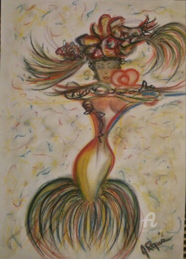 Drawing titled "BRAZILENIA" by Arqué, Original Artwork, Pastel