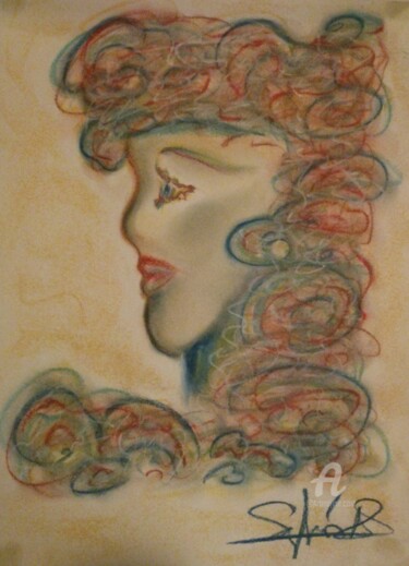 Painting titled "FACE A TOI" by Arqué, Original Artwork, Pastel