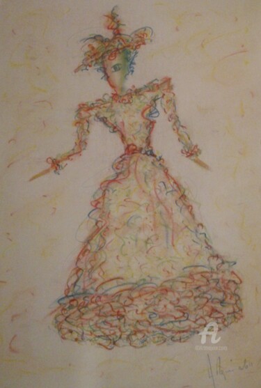 Drawing titled "CYCLONAPAPESA" by Arqué, Original Artwork, Pastel