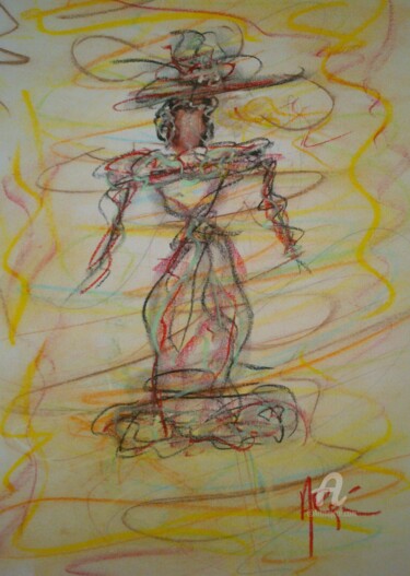 Drawing titled "LADY-PRANA" by Arqué, Original Artwork, Pastel
