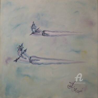 Peinture intitulée "LE CHEVALIER ET L'A…" par Arqué, Œuvre d'art originale, Huile