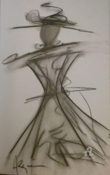 Drawing titled "la ptite Robe noir" by Arqué, Original Artwork, Pastel