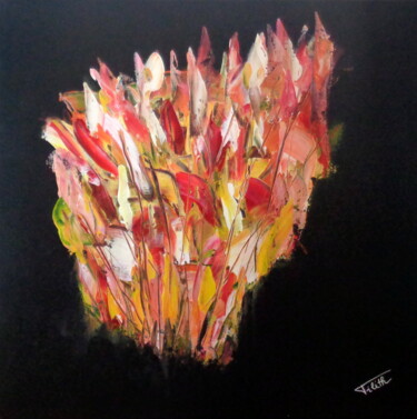 Peinture intitulée "Bouquet Incandescent" par Nine, Œuvre d'art originale, Acrylique