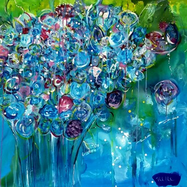 Painting titled "Bleue" by Nine, Original Artwork, Acrylic