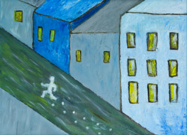 Running from … Painting titled "Running from …" by Ninel Fedenko, Original Art, Oil Mounted on Stretcher frame