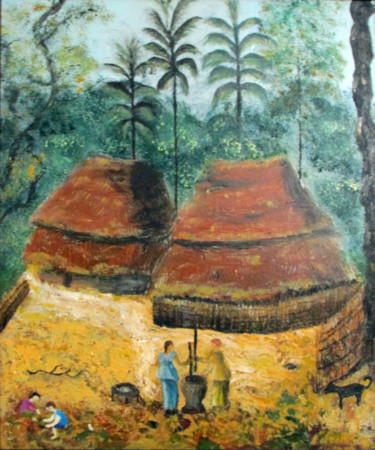 Painting titled "African motives" by Ninel Fedenko, Original Artwork, Oil
