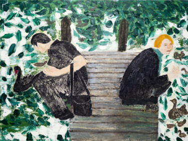Painting titled "Black swans" by Ninel Fedenko, Original Artwork, Oil