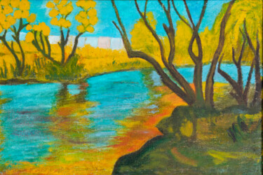 Картина под названием "Autumn landscape" - Ninel Fedenko, Подлинное произведение искусства, Масло Установлен на Деревянная р…