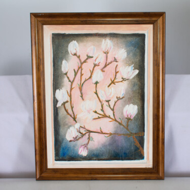 Painting titled "magnolia branch" by Ninel Fedenko, Original Artwork, Oil
