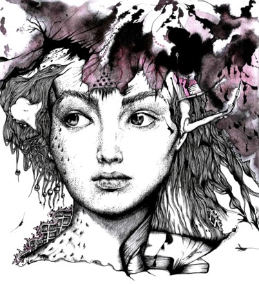 Dibujo titulada "ANTME" por Ninette Eponyme, Obra de arte original, Tinta