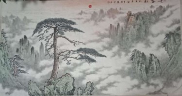 Pintura intitulada "Pine trees to welco…" por Yu Ning Zhu Yu, Obras de arte originais, Pigmentos