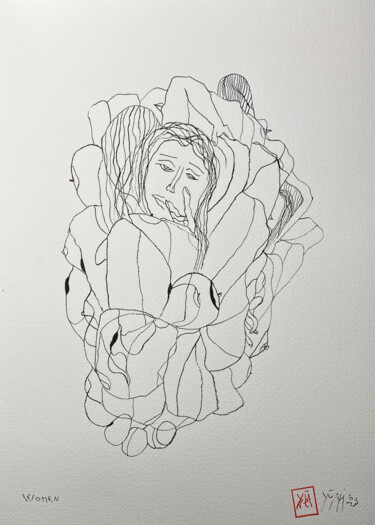 Disegno intitolato "Women" da Nini Yūrei Ferrara, Opera d'arte originale, Inchiostro