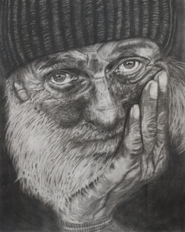 Desenho intitulada "Old Man" por Nino Gudadze, Obras de arte originais, Lápis