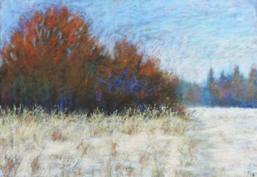 Schilderij getiteld "winter 2" door Nino Gudadze, Origineel Kunstwerk, Pastel
