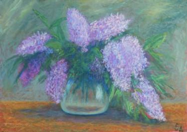 Schilderij getiteld "Lilacs" door Nino Gudadze, Origineel Kunstwerk, Pastel