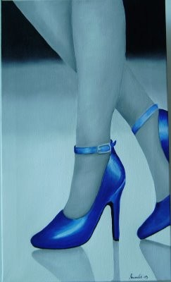 Pintura intitulada "Blue shoes" por Faithartes, Obras de arte originais