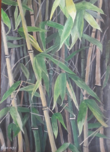 Painting titled "Bambou" by Nicole Plisson, Original Artwork, Acrylic