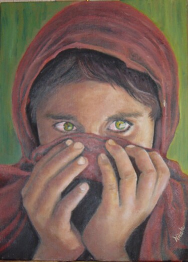 Peinture intitulée "La jeune fille afgh…" par Nicole Plisson, Œuvre d'art originale, Huile