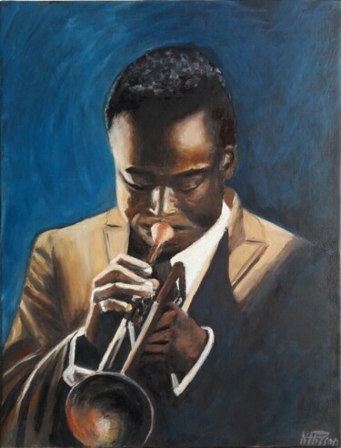 Painting titled "Miles davis" by Nicole Plisson, Original Artwork, Oil