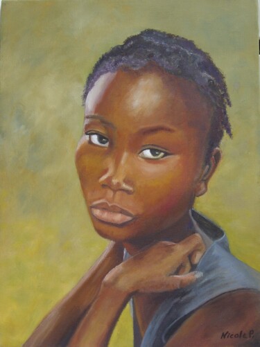 Painting titled "mélancolie" by Nicole Plisson, Original Artwork, Oil