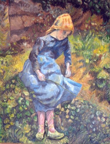 Ζωγραφική με τίτλο "La bergère de Pissa…" από Nicole Plisson, Αυθεντικά έργα τέχνης, Λάδι