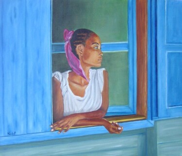 Peinture intitulée "L'attente" par Nicole Plisson, Œuvre d'art originale, Huile