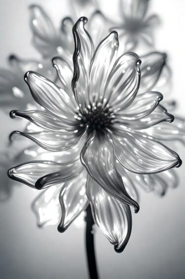 Arts numériques intitulée "Glassflower, monoch…" par Ninn, Œuvre d'art originale, Image générée par l'IA