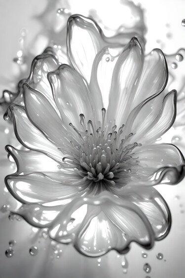 Arts numériques intitulée "Glassflower, monoch…" par Ninn, Œuvre d'art originale, Image générée par l'IA