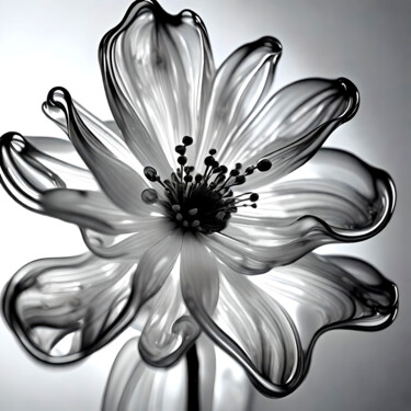 Digitale Kunst mit dem Titel "Glassflower, monoch…" von Ninn, Original-Kunstwerk, KI-generiertes Bild