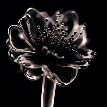 Цифровое искусство под названием "Glassflower, monoch…" - Ninn, Подлинное произведение искусства, Изображение, сгенерированн…