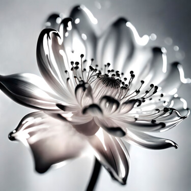 Цифровое искусство под названием "Glassflower, monoch…" - Ninn, Подлинное произведение искусства, Изображение, сгенерированн…