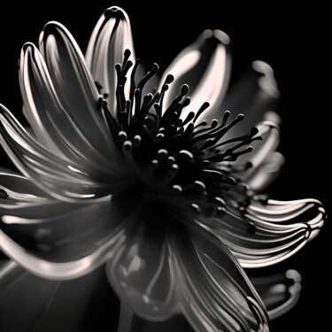 Digitale Kunst mit dem Titel "Glassflower, monoch…" von Ninn, Original-Kunstwerk, KI-generiertes Bild
