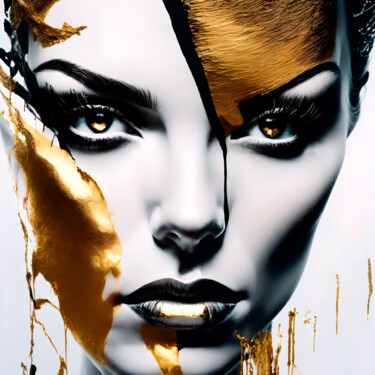 Digital Arts titled "Splashn'Gold No.3" by Ninn, Original Artwork, AI generated image